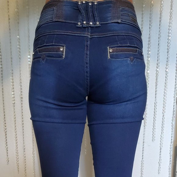 TUSH PUSH Jr. women dark wash stretch jeans size 1 - Picture 5 of 11